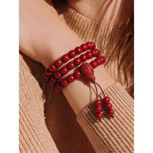 Red Cinnabar 108 Bead Wrap Bracelet Necklace Zodiac Natural Statement Jewelry